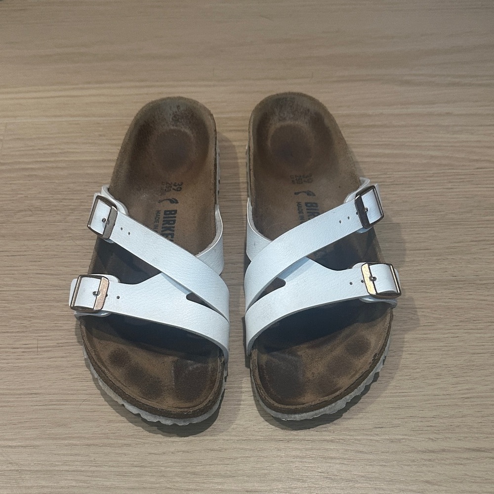 Birkenstock White Cross-Strap Sandals